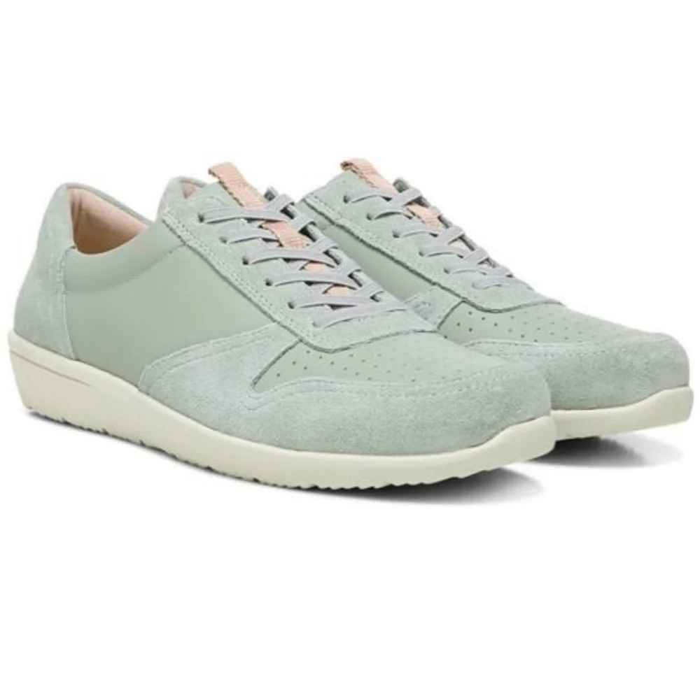VIONIC Magnolia Karigan Leather & Suede Sneakers – Sage – Size 8